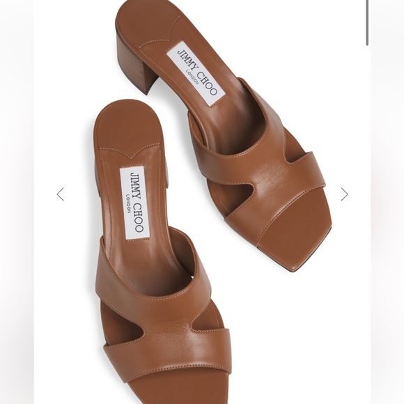 NIB Jimmy Choo Ellison 45MM Open-Toe Leather Mules Size 39.5 / 8.5 - Picture 3 of 10